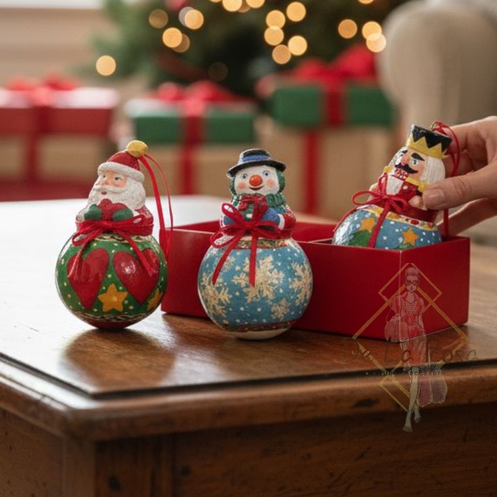 Vintage 1995 Decoupage Christmas Tree Ornaments  "Home for the Holidays"